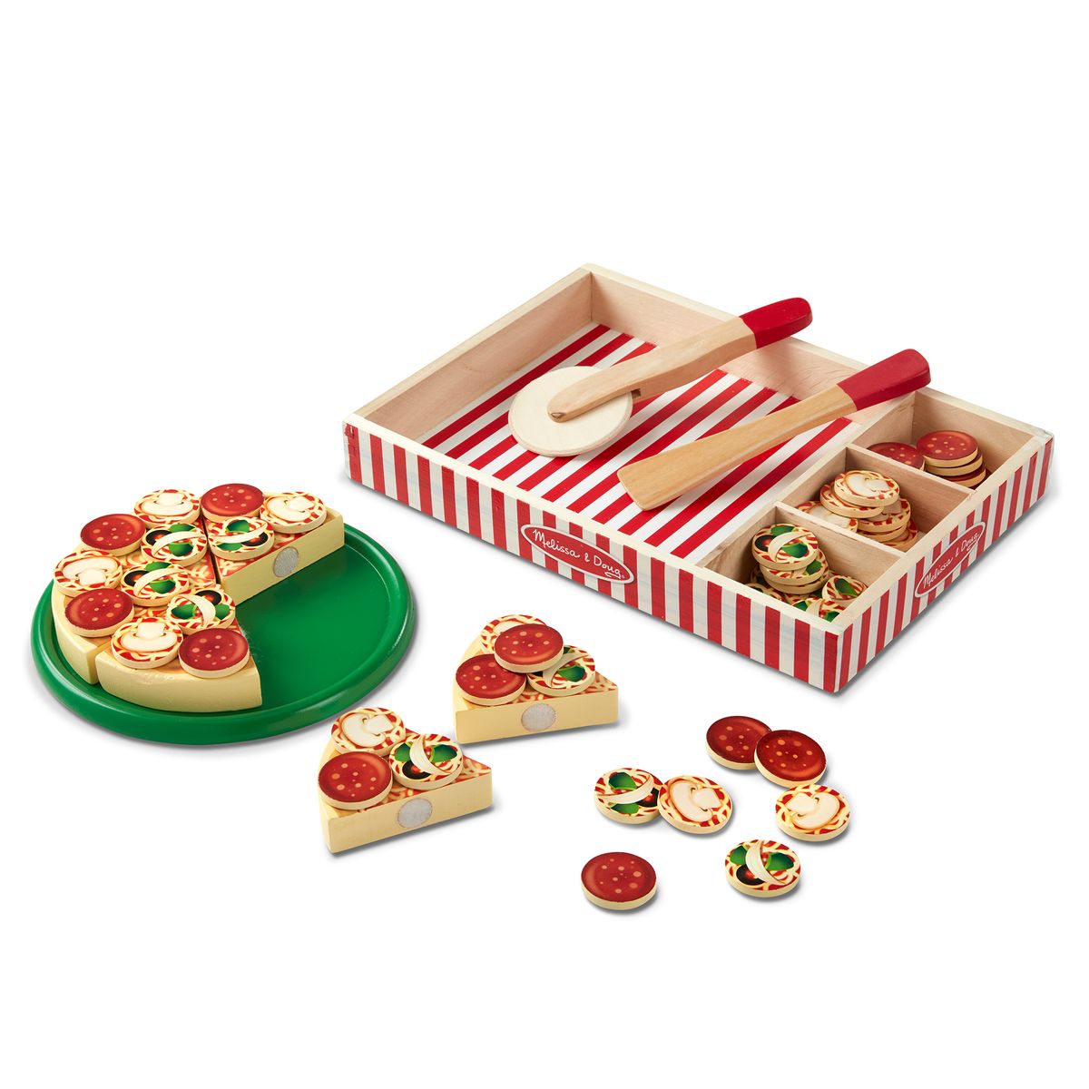 [RDY] [送料無料] Melissa &amp; Doug Wooden Pizza Play Food Set with 36 Toppings [楽天海外通販] | Melissa &amp; Doug Wooden Pizza Play Food Set With 36 Toppings