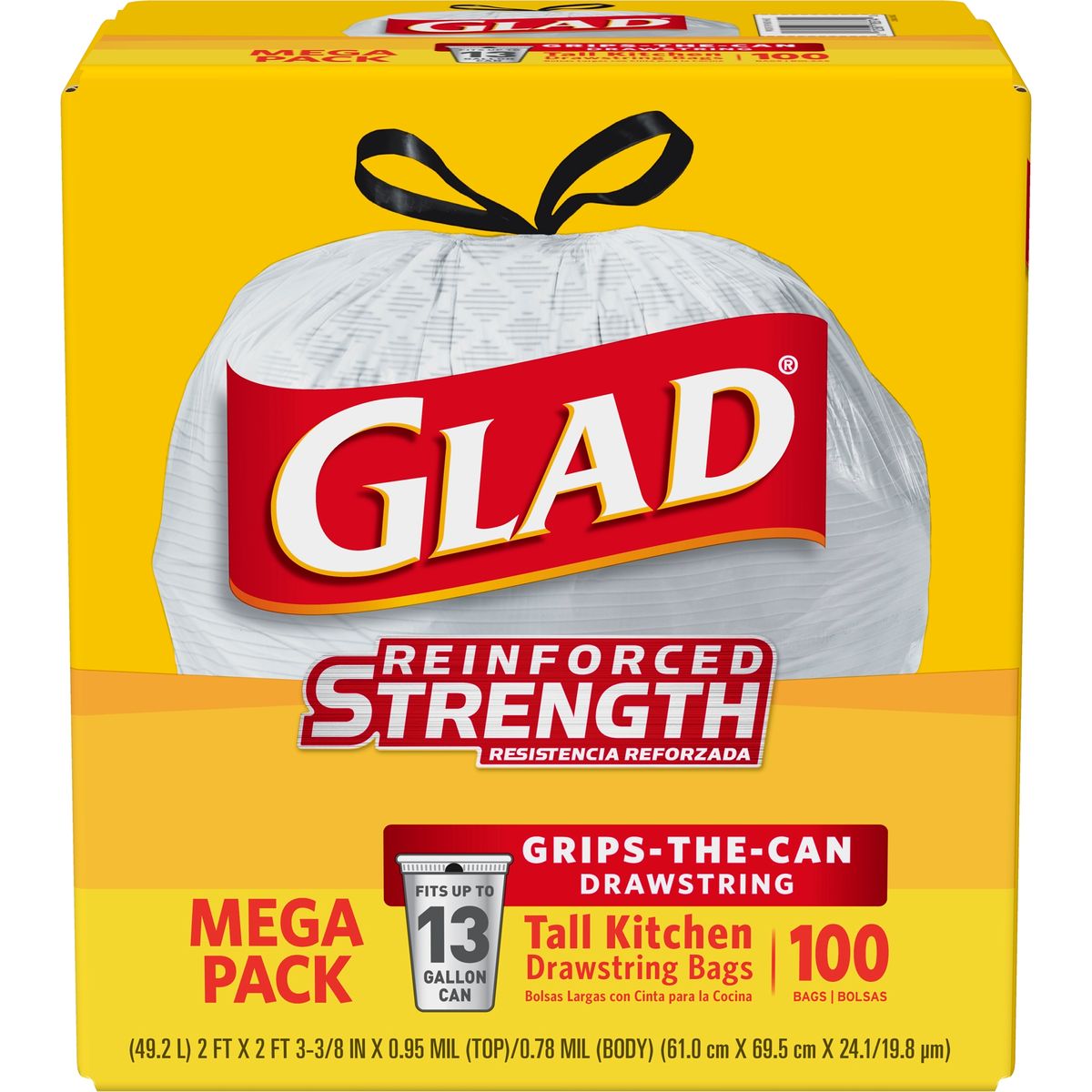 [RDY] [送料無料] Glad トールキッチン巾着ゴミ袋 - 13 gal - 100 ct [楽天海外通販] | Glad Tall Kitchen Drawstring Trash Bags - 13 gal - 100 ct