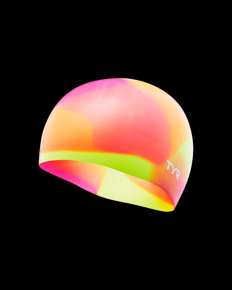 [RDY] [送料無料] TYR Tie Dye Silicone Youth Fit Cap In Yellow/Pink/Orange [楽天海外通販] | TYR Tie Dye Silicone Youth Fit Cap In Yellow/Pink/Orange