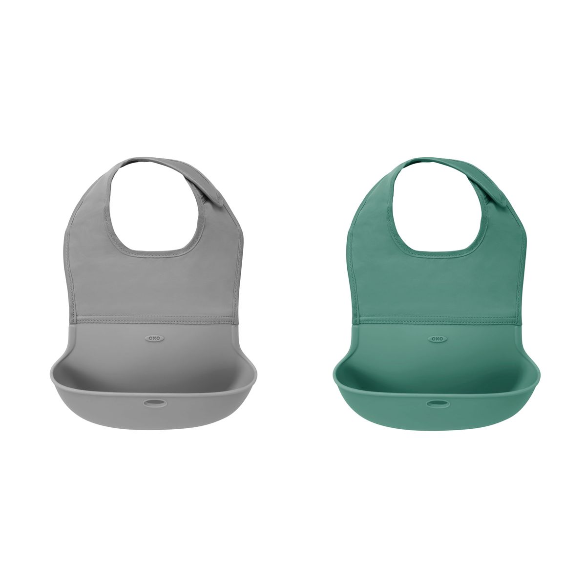[RDY] [送料無料] OXO Tot Silicone Roll-Up Feeding Baby Bib, Sage and Gray, 2pk, Unisex [楽天海外通販] | OXO Tot Silicone Roll-Up Feeding Baby Bib, Sage and Gray, 2pk, Unisex