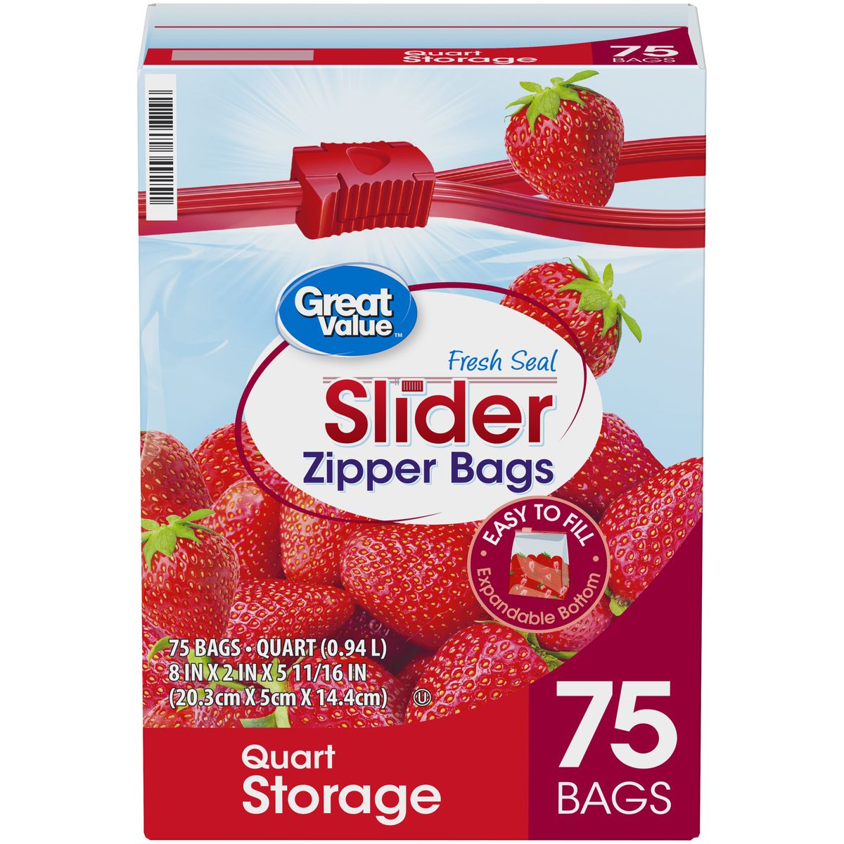 [RDY] [送料無料] Great Value Fresh Seal Slider Zipper Bags, Quart Storage, 75 Count [楽天海外通..