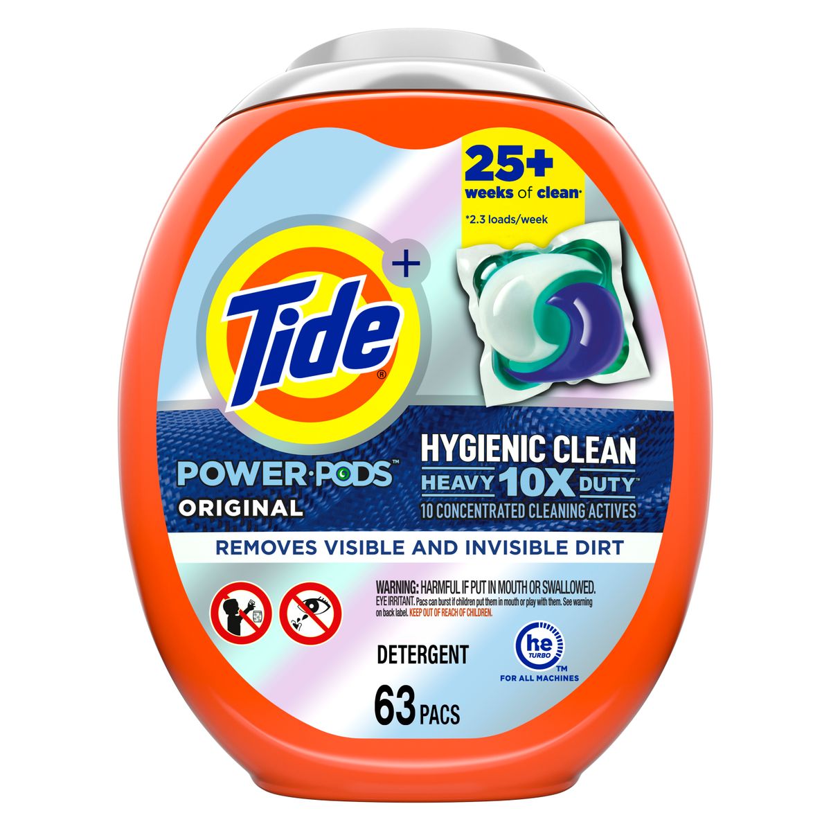 楽天Walmart 楽天市場店[RDY] [送料無料] Tide ハイジェニッククリーン ヘビー10倍パワーPODS ランドリーディタージェントパック オリジナル 63個 目に見える汚れと目に見えない汚れに対応 [楽天海外通販] | Tide Hygienic