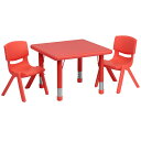 送料無料 Flash Furniture 24 039 039 Square Red Plastic Height Adjustable Activity Table Set with 2 Chairs 楽天海外通販 Flash Furniture 24 039 039 Square Red Plastic Height Adjustable Activity Table Set with 2 Chairs