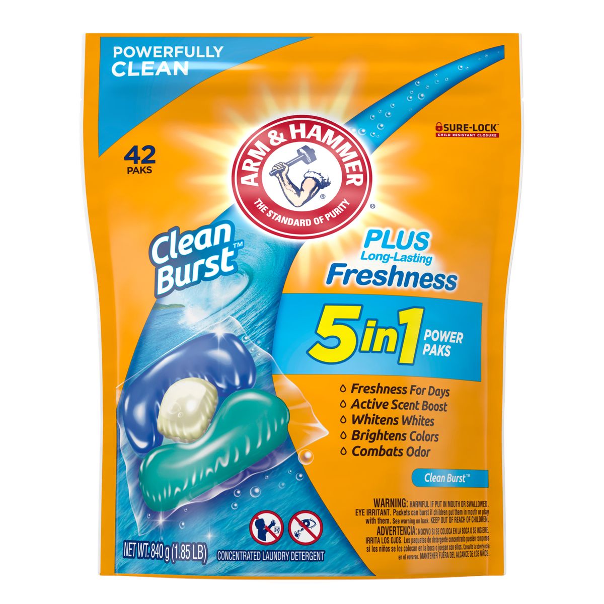 楽天Walmart 楽天市場店[RDY] [送料無料] Arm & Hammer クリーンバースト 5-in-1 ランドリーディタージェントパワーパック ハイエフィシェンシー HE 42カウント [楽天海外通販] | Arm & Hammer Clean Burst 5-in-1 Laundry Detergent