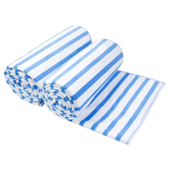 [送料無料] Cabana Stripe Bath Towel Beach Towel 2 Piece- Multi purpose Towels for Pool, Sport, Yoga, Camping, Swimming (Blue, 30 x 60 Inches) [楽天海外通販] | Cabana Stripe Bath Towel Beach Towel 2 Piece- Multi purpose Towels for Pool, Sport, Yoga