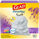  Glad フォースフレックス トール型キッチンゴミ袋 13ガロン ファブリーズ入りゲインラベンダー 80枚入り  | Glad ForceFlex Tall Kitchen Trash Bags, 13 Gallon, Gain Lavender with Febreze, 80 Count