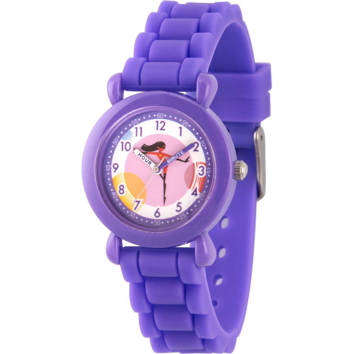 [送料無料] Incredibles Violet Parr Girls' Purple Plastic Time Teacher Watch, Purple Silicone Str..