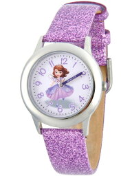 [送料無料] Princess Sofia Girls' Stainless Steel Time Teacher Watch, Purple Glitter Leather Strap（プリンセス・ソフィア・ガールズ・ステンレススチール・タイム・ティーチャー・ウォッチ、パープル・グリッター・レザー・ストラップ [楽天海外通販] | Princes
