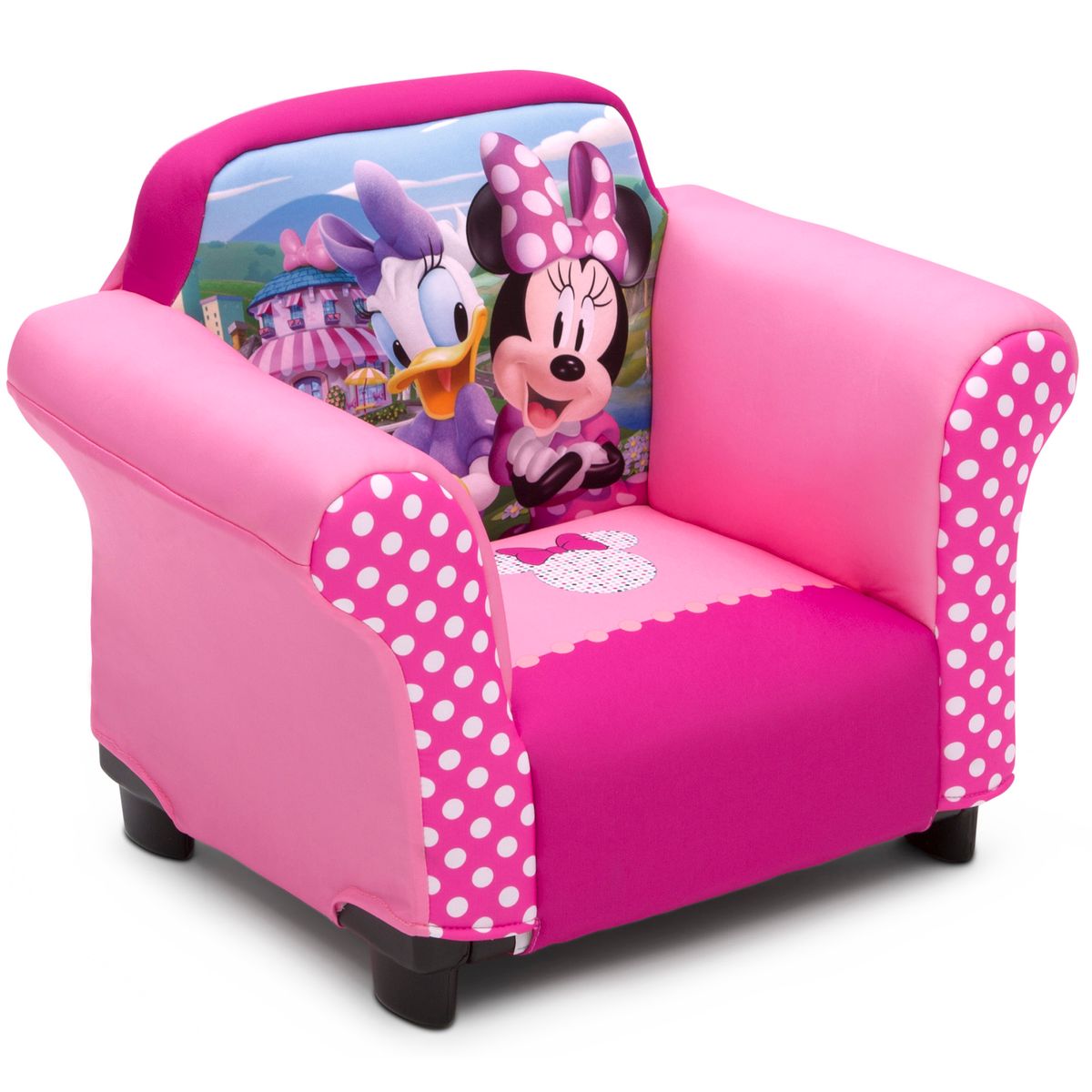 [送料無料] Delta Children Disney Minnie Mouse Kids Upholstered Chair with Sculpted Plastic Frame（ミニーマウス・キッズ・アウフォレスト・チェア、スカルプテッド・プラスチック・フレーム [楽天海外通販] | Delta Children Disney Minnie Mouse Kids Upholste