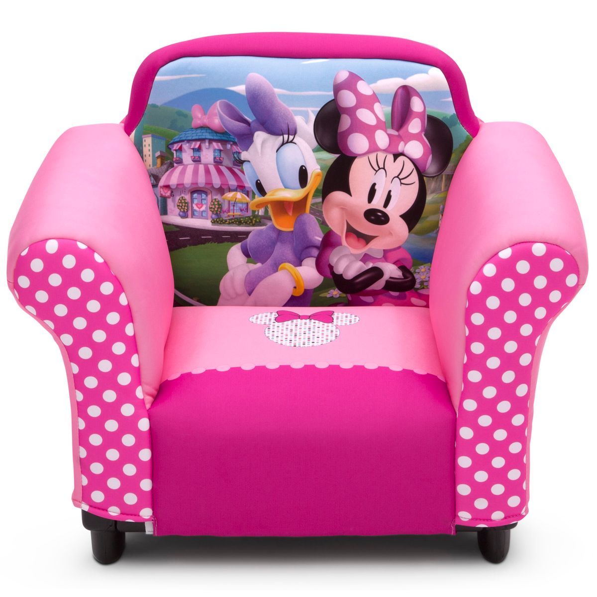 [送料無料] Delta Children Disney Minnie Mouse Kids Upholstered Chair with Sculpted Plastic Frame（ミニーマウス・キッズ・アウフォレスト・チェア、スカルプテッド・プラスチック・フレーム [楽天海外通販] | Delta Children Disney Minnie Mouse Kids Upholste