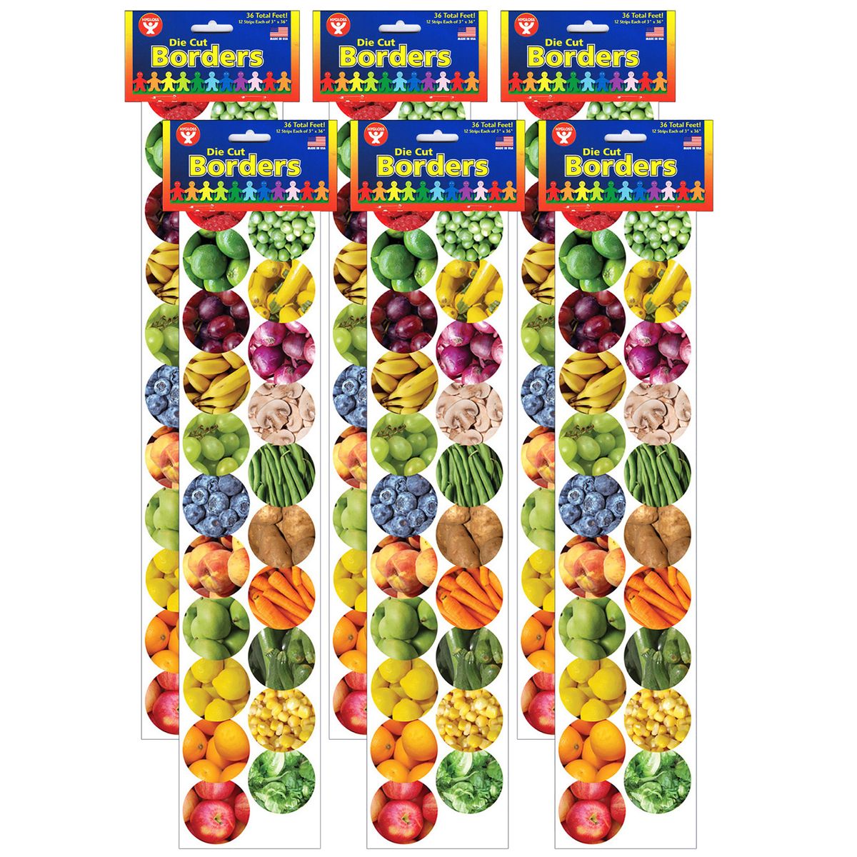 楽天Walmart 楽天市場店[RDY] [送料無料] Hygloss フルーツ＆ベジタブルボーダー 72ピース [楽天海外通販] | Hygloss Fruits And Veggies Border, 72 Pieces