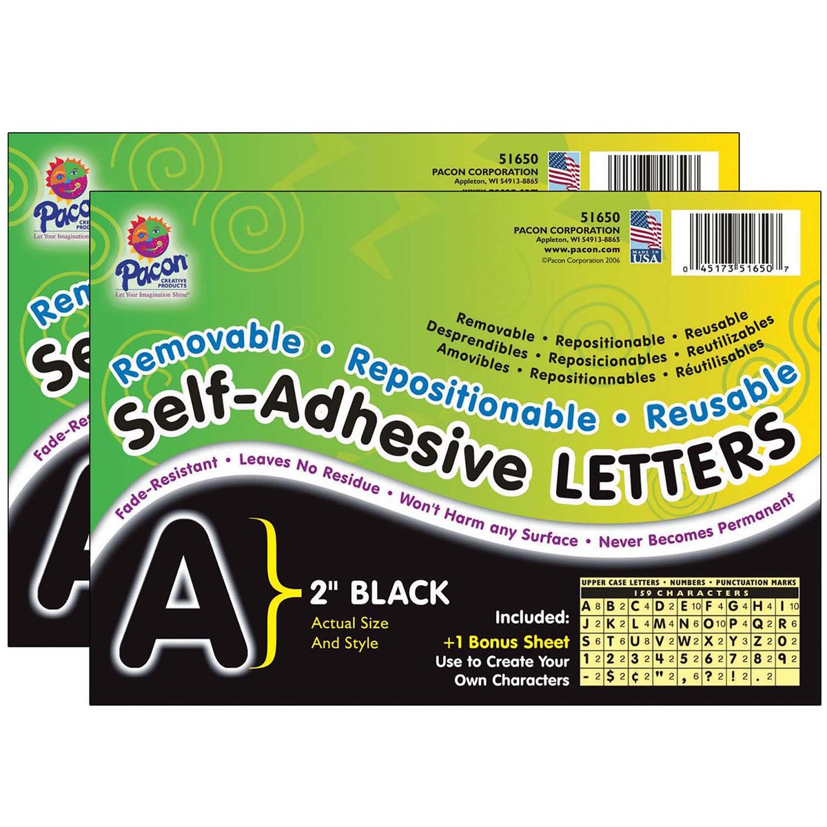 楽天Walmart 楽天市場店[RDY] [送料無料] Pacon 自己粘着性文字、黒、パフィー・フォント、2インチ、318ピース [楽天海外通販] | Pacon Self-Adhesive Letters, Black, Puffy Font, 2-Inch, 318 Pieces