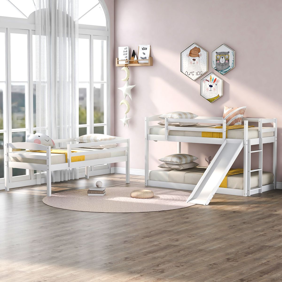 [送料無料] Euroco ウッドトリプル2段ベッド(ハシゴ・スライド付 [楽天海外通販] | Euroco Wood Triple Bunk Bed with Ladder and Slide [3]