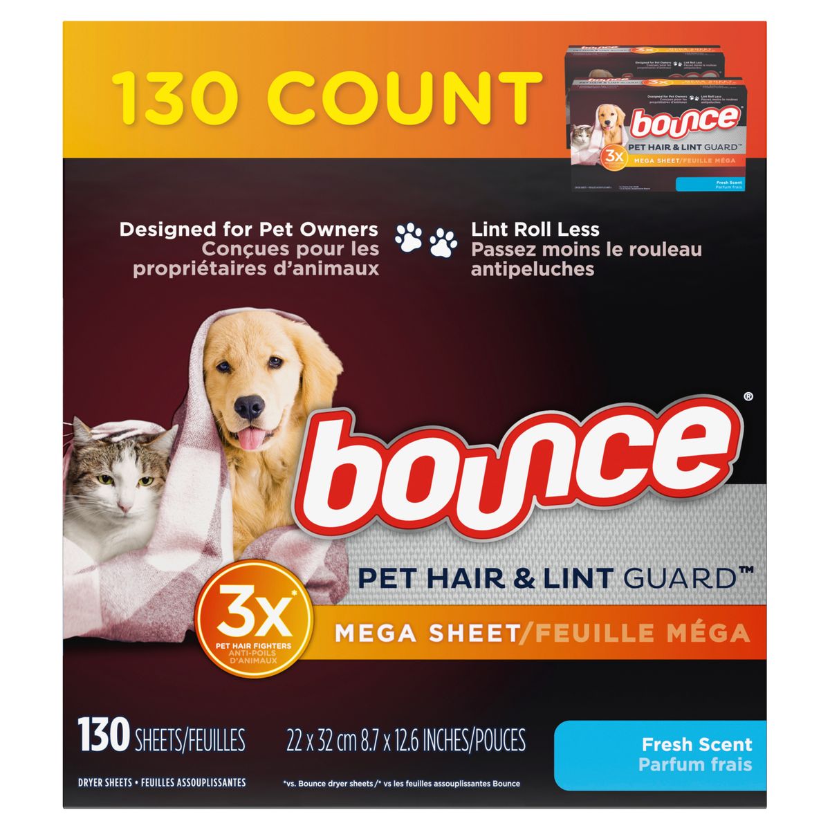[RDY] [̵] Bounce ڥåȤӤȻ夯򥬡ɤᥬɥ饤䡼 3ܤΥڥåȤкեåʹꡢ130 [ŷ] | Bounce Pet Hair and Lint Guard Mega Dryer Sheets with