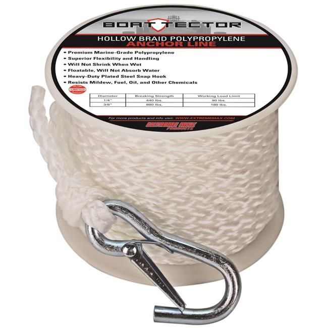 [RDY] [送料無料] Extreme Max 3-8X50 WHITE HB W-SNAP 0.37 in. x 50 ft. BoatTector 中空ブレイド MFP アンカーライン スナップフック付き Extreme Max [楽天海外通販] | Extreme Max 3-8X50 WHITE HB W-SNAP 0.37 in. x 50 ft. Extreme