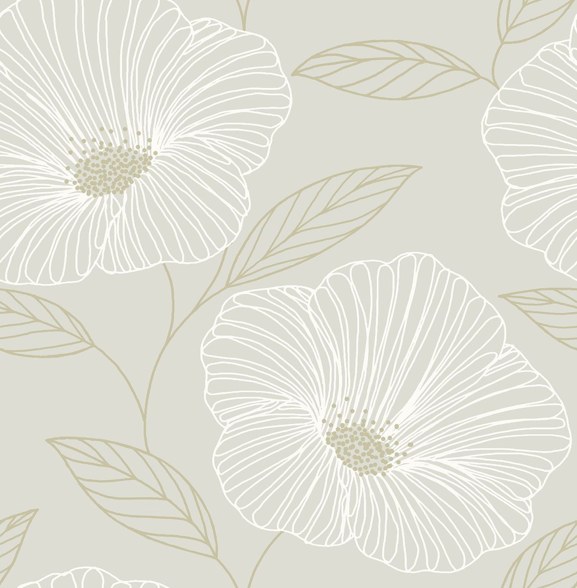 楽天Walmart 楽天市場店[送料無料] ブリュースター神話ライトグレー花柄壁紙 [楽天海外通販] | Brewster Mythic Light Grey Floral Wallpaper