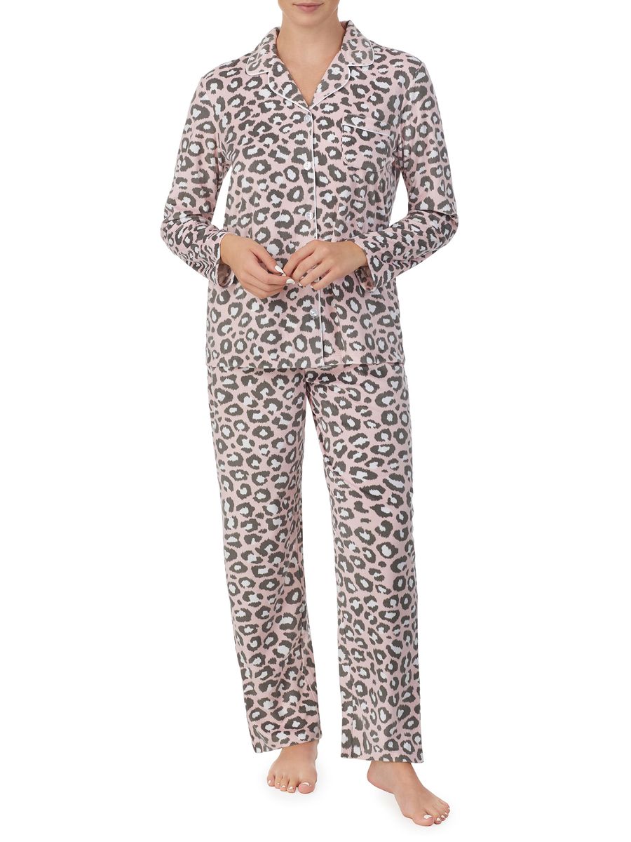 [送料無料] Ellen Tracy 長袖襟付きアニマルプリントパジャマ（レディース・レディースプラス）2点セット [楽天海外通販] | Ellen Tracy Long Sleeve Collared Animal Print Pajamas (Women's or Women's Plus) 2 Piece Set