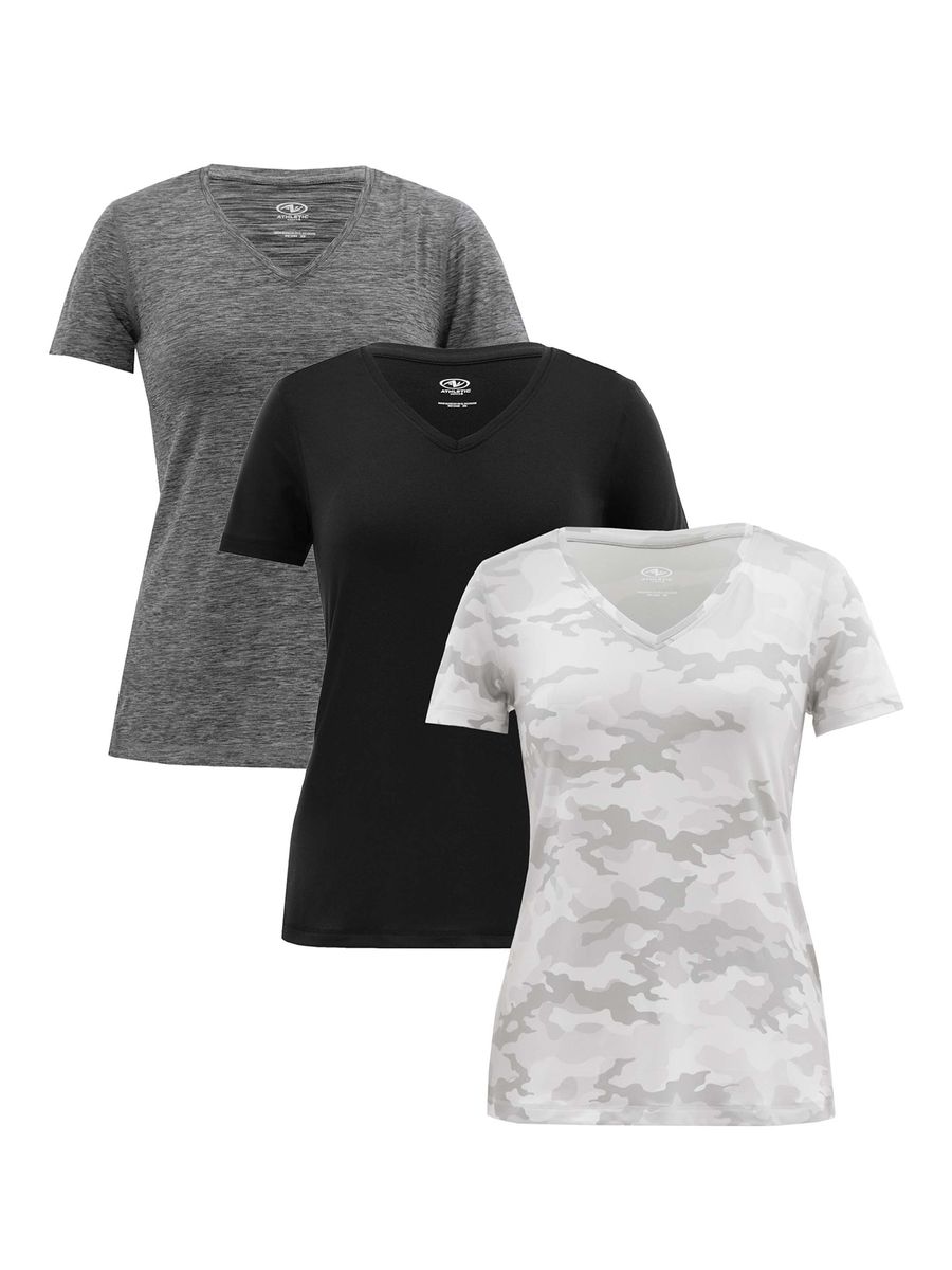 [送料無料] Athletic Works ウィメンズコアアクティブ ショートスリーブ VネックTシャツ 3枚組 [楽天海外通販] | Athletic Works Women's Core Active Short Sleeve V-Neck T-Shirt, 3-Pack