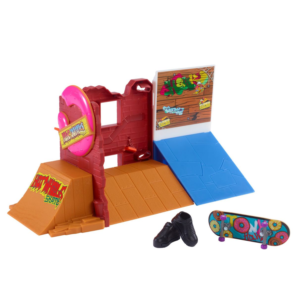 [RDY] [送料無料] Hot Wheels スケートドーナツ スケートパーク 指板1枚＆スケート靴1足付き [楽天海外..