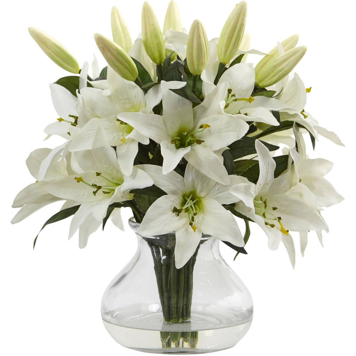 楽天Walmart 楽天市場店[RDY] [送料無料] Nearly Natural ホワイトリリー 造花アレンジメント 花器付 [楽天海外通販] | Nearly Natural White Lily Artificial Flower Arrangement with Vase