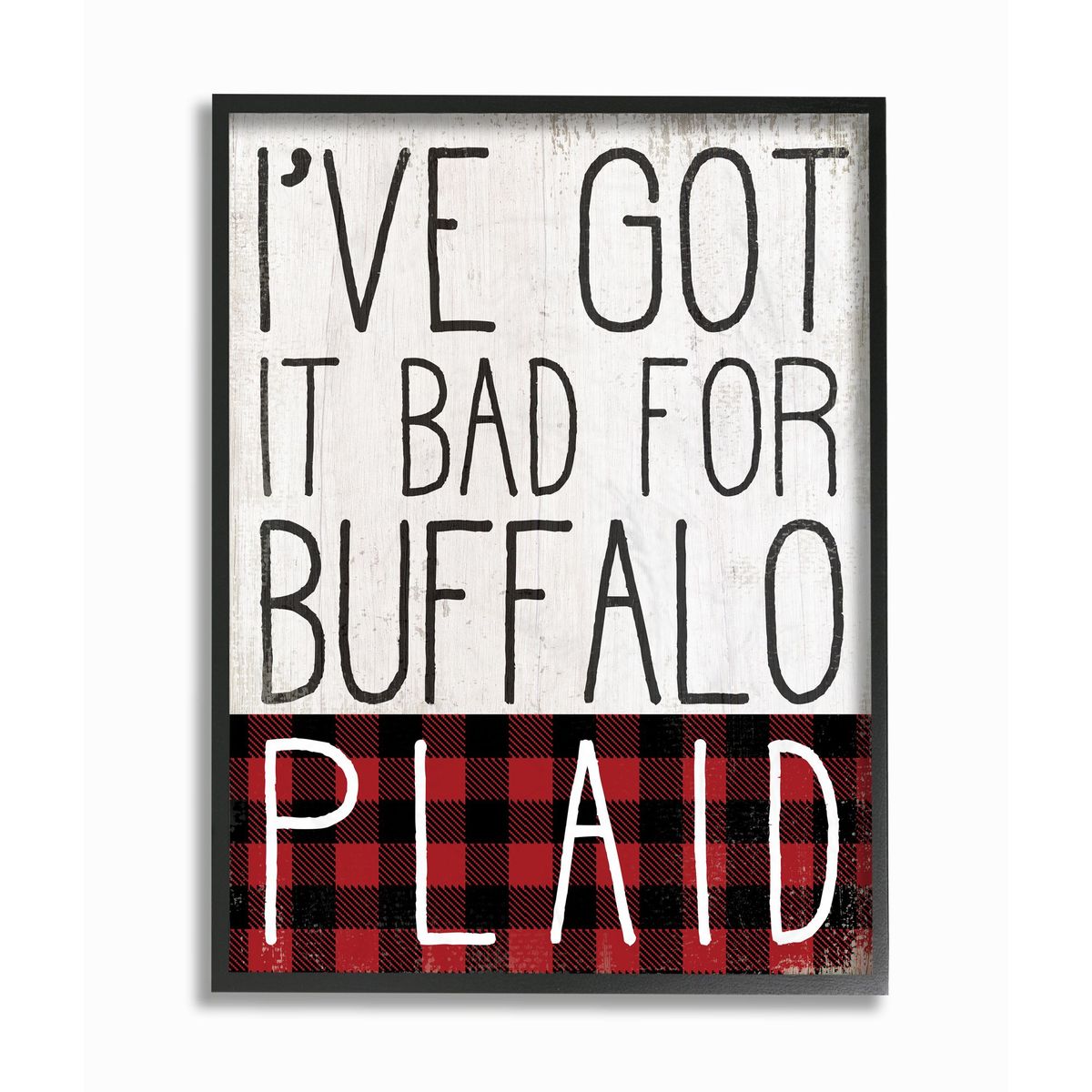   Stupell Industries Bad For Buffalo Plaid Funny Seasonal Autumn Fall Word Design Framed Wall Art by Daphne Polselli  | Stupell Industries Bad For Buffalo Plaid Funny Seasonal Autumn Fall Word Design Framed Wall