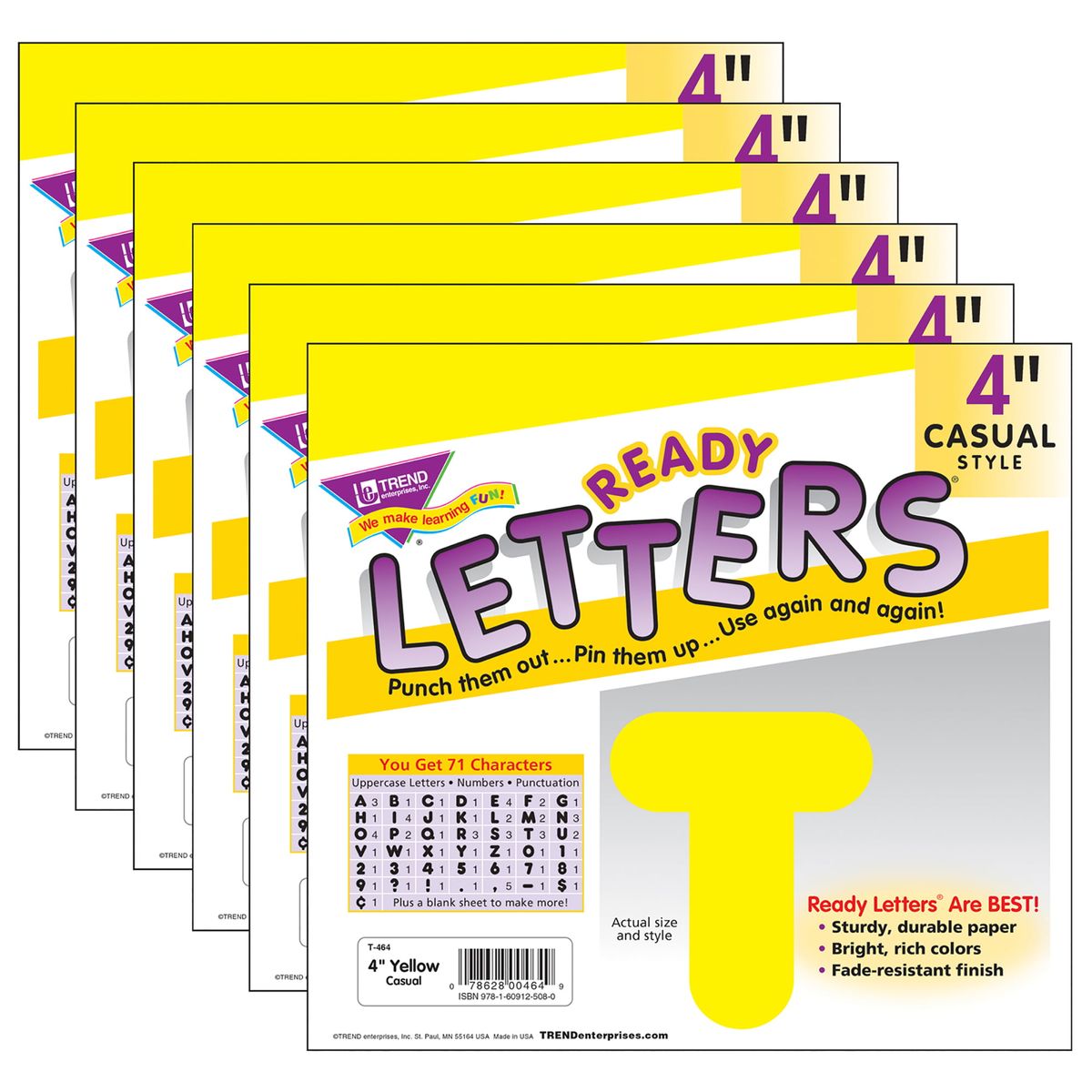 楽天Walmart 楽天市場店[RDY] [送料無料] TREND イエロー4インチカジュアル大文字レター 432個入り [楽天海外通販] | TREND Yellow 4-Inch Casual Uppercase Ready Letters, 432 Pieces