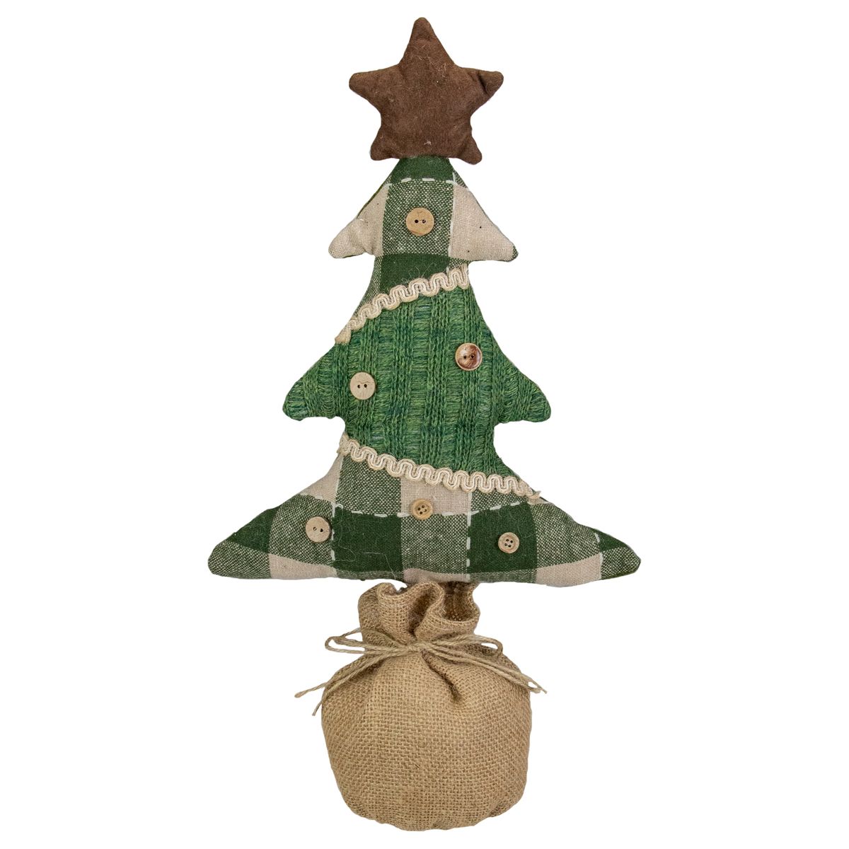 [送料無料] 17.5インチタンおよび緑の素朴な複数の生地立つクリスマスツリーの卓上の装飾 [楽天海外通販] | 17.5-Inch Tan and Green Rustic Multi-Fabric Standing Christmas Tree Tabletop Decoration