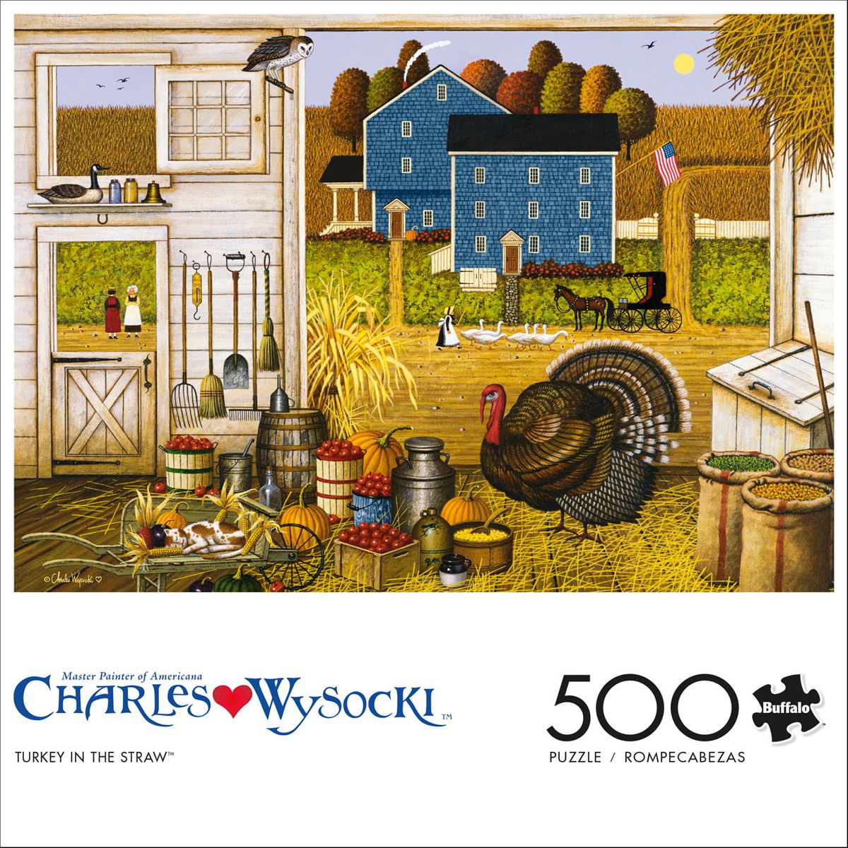 [RDY] [送料無料] Buffalo Games 500ピース チャールズ・ウィソッキー 七面鳥の藁人形ジグソーパズル [楽天海外通販] | Buffalo Games 500-Piece Charles Wysocki Turkey In The Straw Interlocking Jigsaw Puzzle
