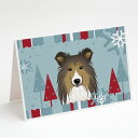   Caroline's Treasures ウィンターシェルティクリスマスグリーティングカード、封筒付き、5インチx7インチ（8カウント）  | Caroline's Treasures Winter Sheltie Christmas Greeting