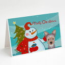 [RDY] [送料無料] Caroline's Treasures Snowman with Yorkie Puppy Christmas Greeting Cards with Envelopes, 5