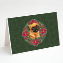 [RDY] [送料無料] Caroline's Treasures ブラバントグリフォン ポインセッタリース クリスマスカード（封筒付き） 5インチ x 7インチ（8カウント [楽天海外通販] | Caroline's Treasures Small Brabant Griffon Poinの商品画像