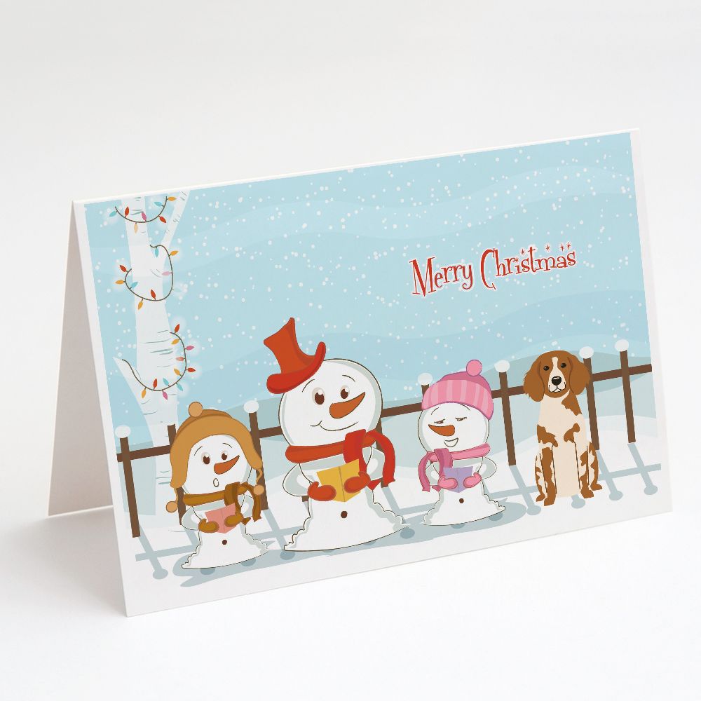 [RDY] [送料無料] Caroline's Treasures Merry Christmas Carolers Brittany Spaniel Christmas Greeting Cards with Envelopes, 5" x 7" (8 Count)（メリークリスマス キャロラーズ ブリタニー スパニエル クリスマス グリーティ