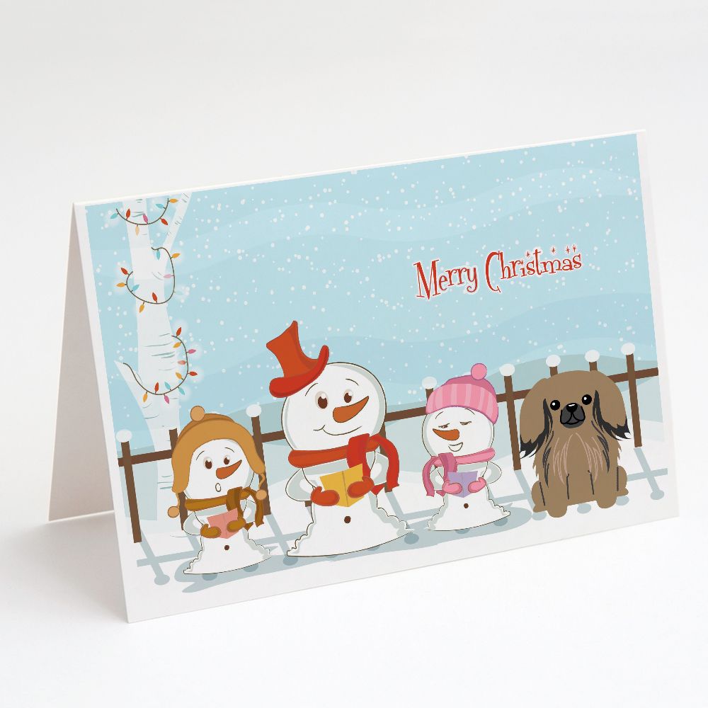   Caroline's Treasures Merry Christmas Carolers Pekingese Tan Christmas Greeting Cards with Envelope, 5" x 7" (8 Count)（メリークリスマス キャロラーズ ペキンガーズ タン クリスマス グリーティングカー