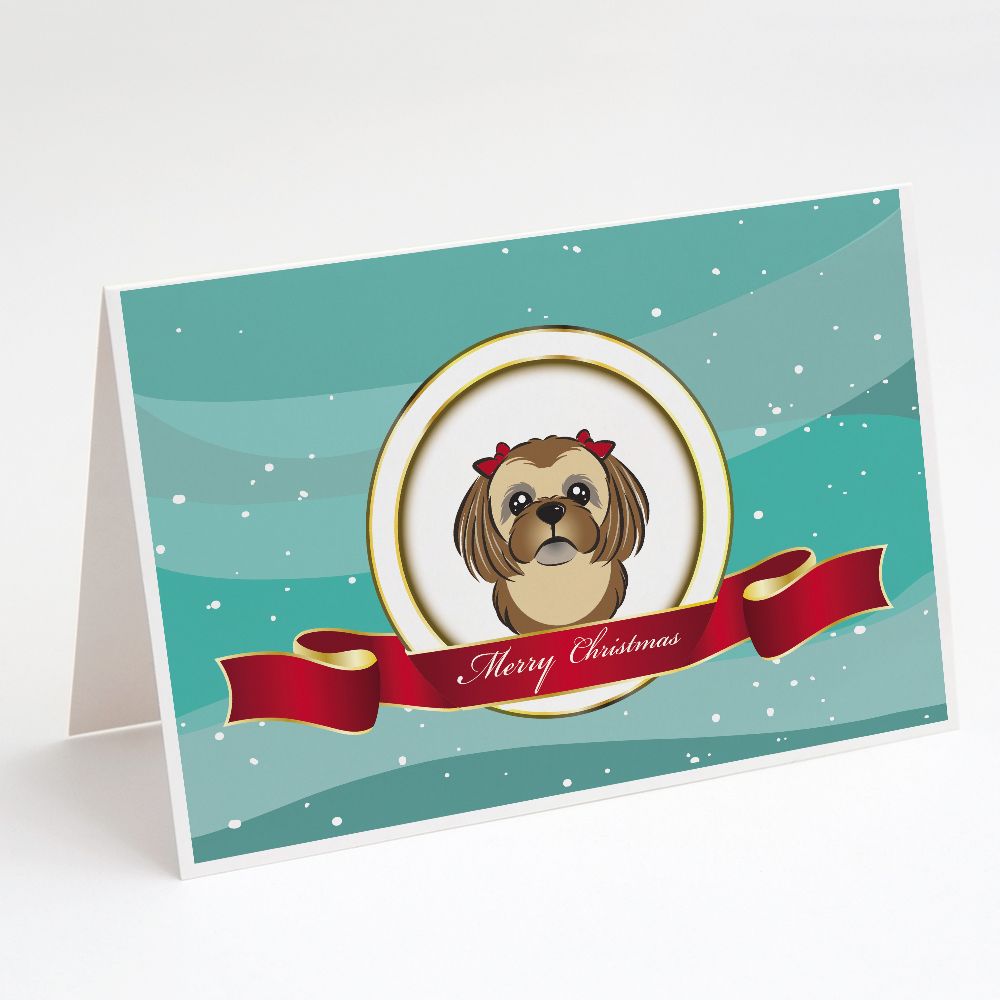 [送料無料] Caroline's Treasures Chocolate Shih Tzu Christmas Greeting Cards with Envelop, 5" x 7" (8 Count) [楽天海外通販] | Caroline's Treasures Chocolate Shih Tzu Christmas Greeting Cards with Envelopes, 5" x 7" (8 Count)
