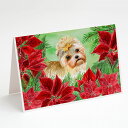 [送料無料] Caroline's Treasures Morkie Poinsettas Christmas Greeting Cards with Envelopes, 5