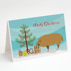 [RDY] [送料無料] Caroline's Treasures ハンガリーマンガリッツァ豚クリスマスグリーティングカード（封筒付き）、5インチ×7インチ（8カウント [楽天海外通販] | Caroline's Treasures Hungarian Mangalica Pig