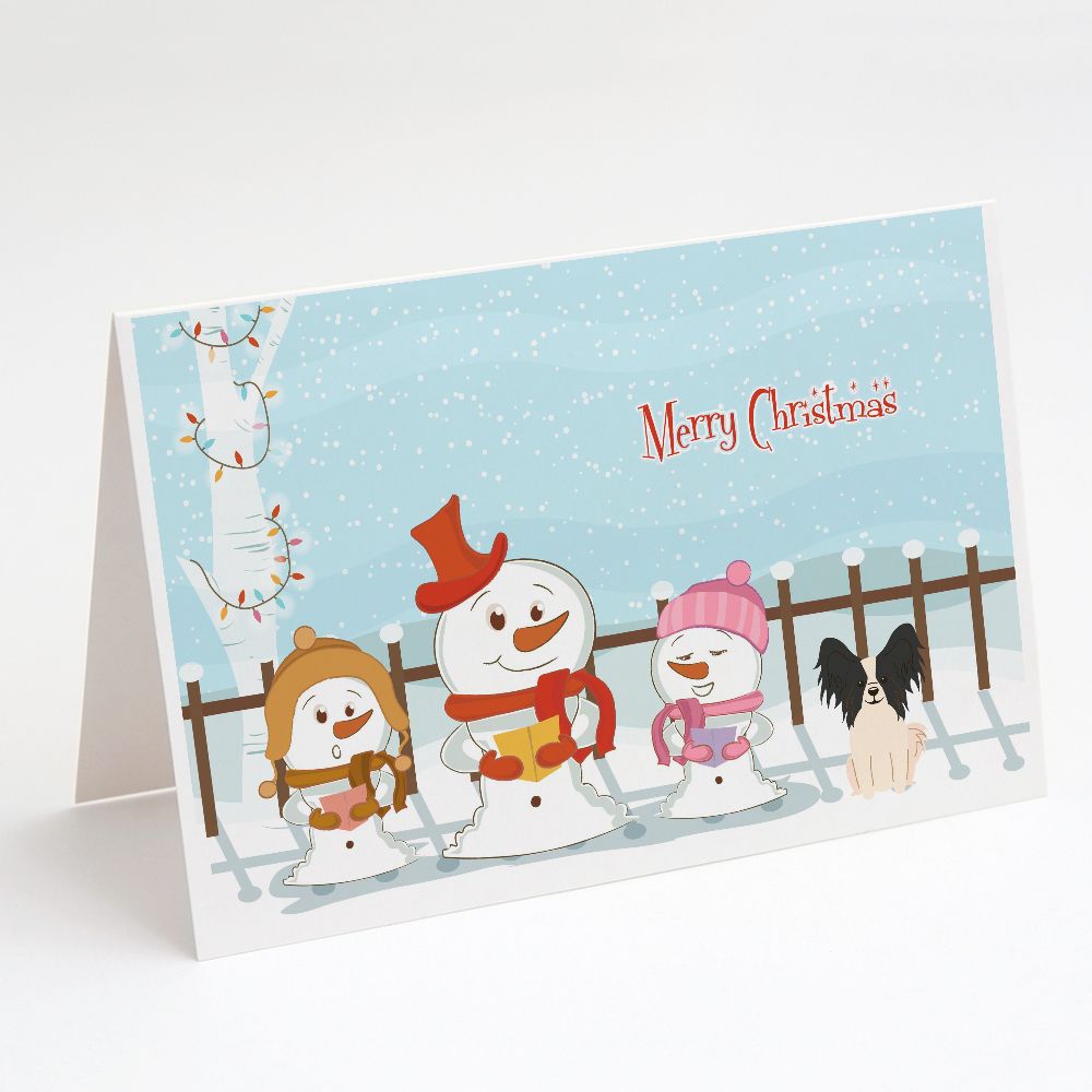 [RDY] [送料無料] Caroline's Treasures Merry Christmas Carolers Papillon Black White Christmas Greeting Cards with Envelope, 5" x 7" (8 Count)（メリークリスマス キャロラーズ パピヨン ブラック ホワイト クリスマス グリ