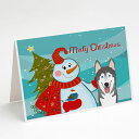 [RDY] [送料無料] Caroline's Treasures アラスカンマラミュートと雪だるまのクリスマスカード（封筒付き）、5インチ x 7インチ（8カウント [楽天海外通販] | Caroline's Treasures Snowman with Alaskan Malamute Chの商品画像