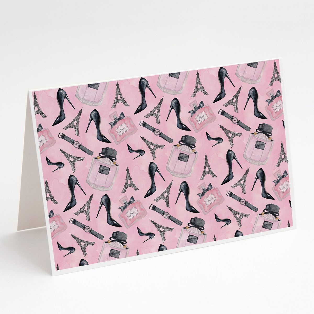 [送料無料] 水彩画のファッションディーバ靴とアクセサリーのグリーティングカードと封筒8枚入り [楽天..