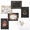 [RDY] [送料無料] JAM Paper Rosy Floral Design Blank Thank You Greeting Card /w Envelopes 3.5