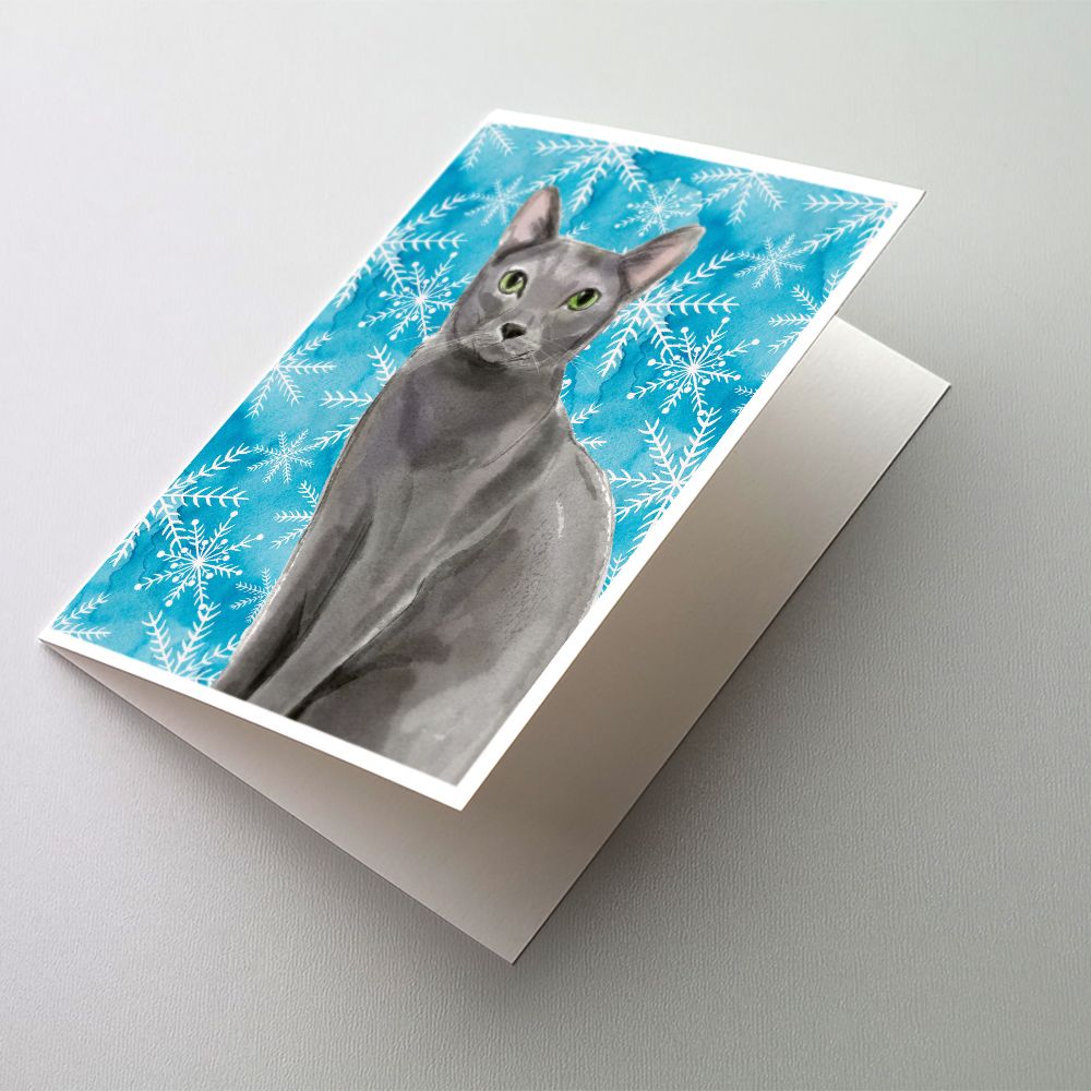 [送料無料] Caroline's Treasures ブルーロシアンウインタースノーフレーク・グリーティングカード（封筒付）、5インチx7インチ（8カウント [楽天海外通販] | Caroline's Treasures Blue Russian Winter Sn