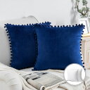 [送料無料] Phantoscope インサート付きスローピロー，Silky Velvet Series Pom Pom Decorative pillow, 22