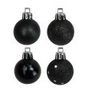 [送料無料] 18ct Shatterproof Jet Black 4-Finish Christmas Ball Ornaments 1.25