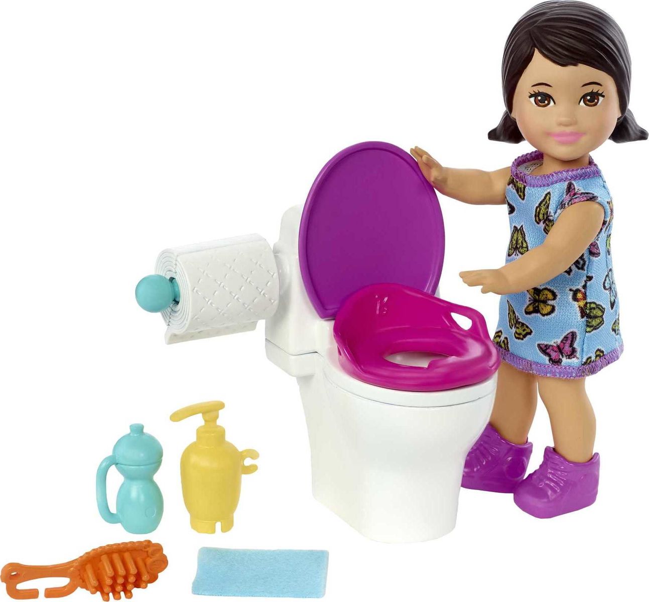 [RDY] [] Barbie Ȑl`ƏAxr[Vb^[YECNBgC5_Zbg [yVCOʔ] | Barbie Small Doll and Accessories, Babysitters Inc. Set with Toilet and 5 Pieces