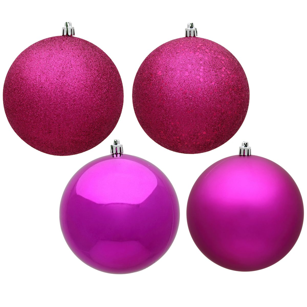 [送料無料] Vickerman 6" Fuchsia 4-Finish Ball Ornament アソートメント、1箱4個入り [楽天海外通販] | Vickerman 6" Fuchsia 4-Finish Ball Ornament Assortment, 4 per Box