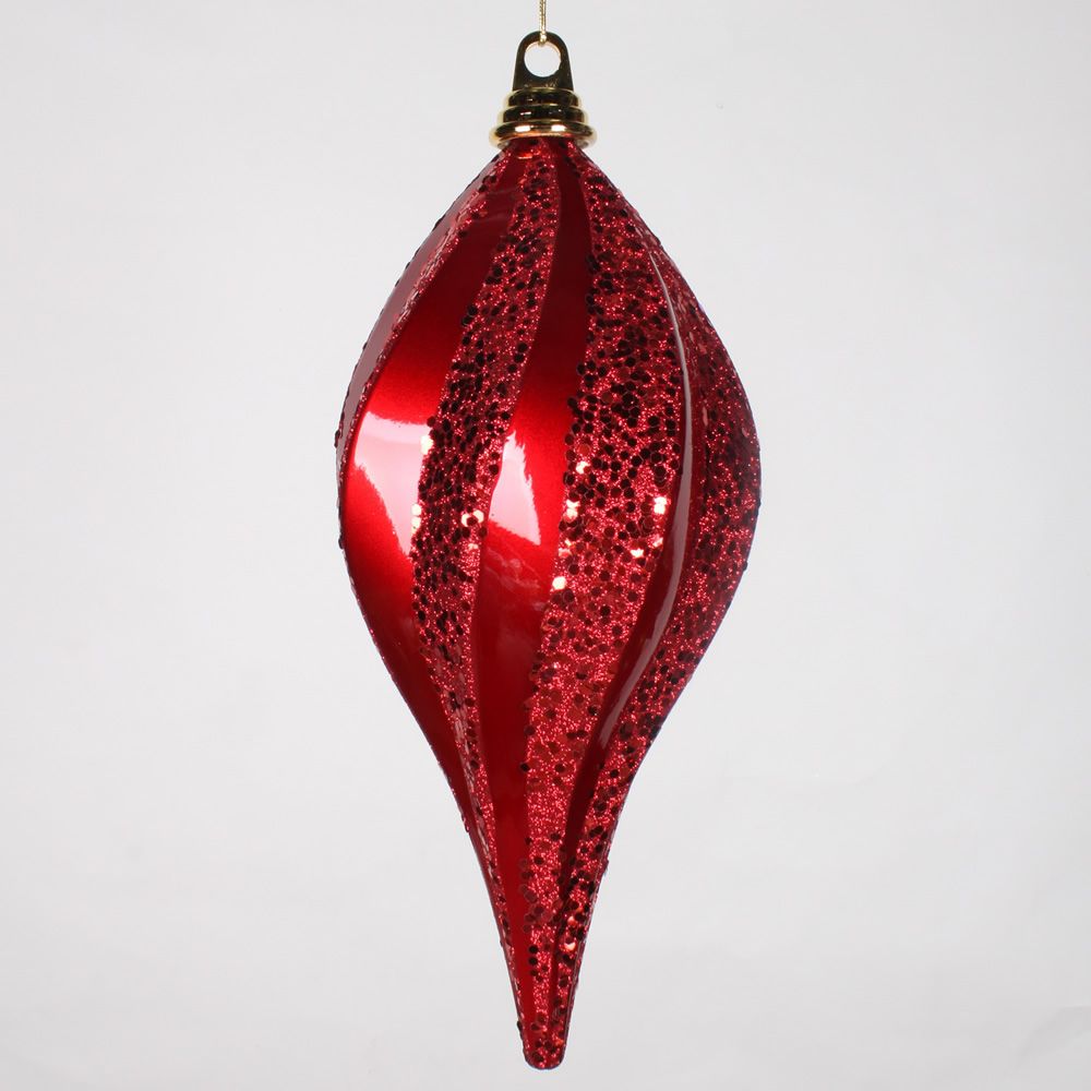 [RDY] [送料無料] Vickerman 12'' Red Glitter Swirl Drop クリスマスオーナメント [楽天海外通販] | Vickerman 12'' Red Glitter Swirl Drop Christmas Ornament