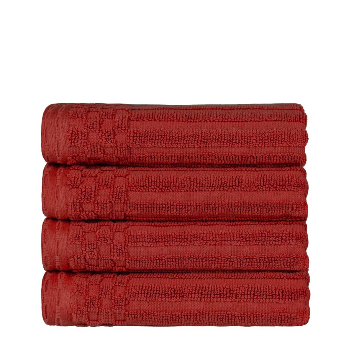 [RDY] [送料無料] SUPERIOR コットン100％ 無地＆チェック柄ボーダー ハンドタオル 4枚組 バーガンディ [楽天海外通販] | Superior 4 Piece 100% Cotton Solid and Checkered Border Hand Towels, Burgundy