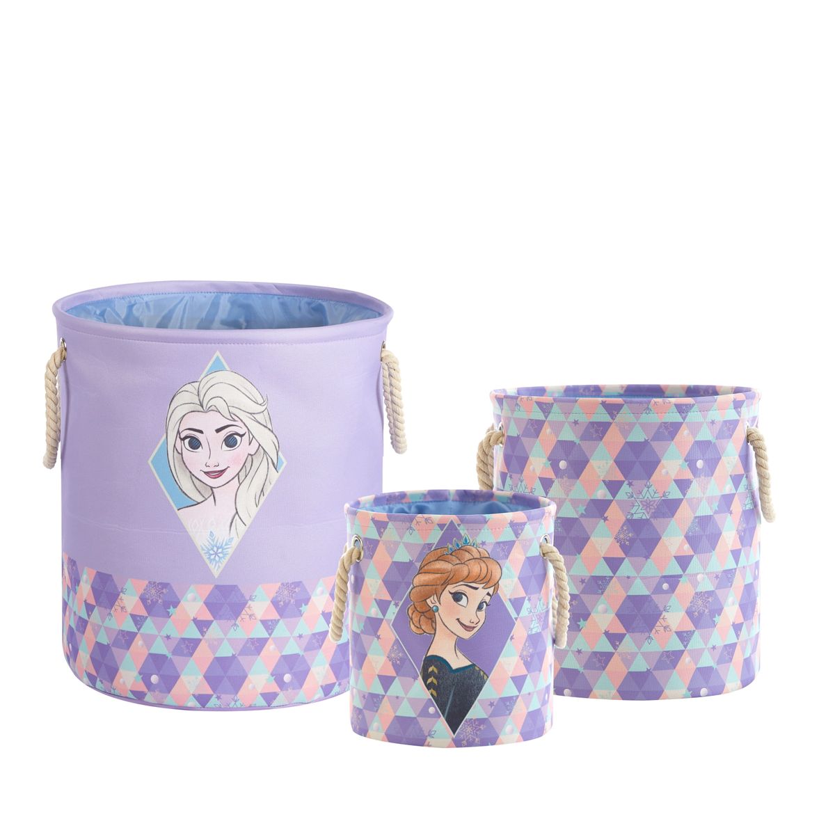 [送料無料] Disney Frozen 子供用ファブリックラウンド入れ子式収納ボックス3点セット [楽天海外通販] | Disney Frozen Kids Fabric Round Nestable Storage Bin Set, 3-Piece