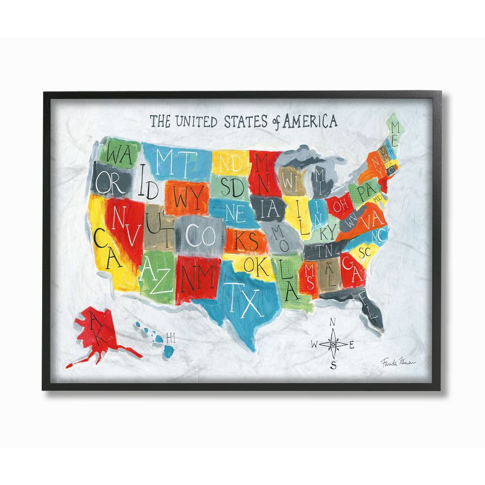 [送料無料] The Kids Room By Stupell カラフルな世界地図アメリカ子供保育園絵画額装ジークレー質感ア..