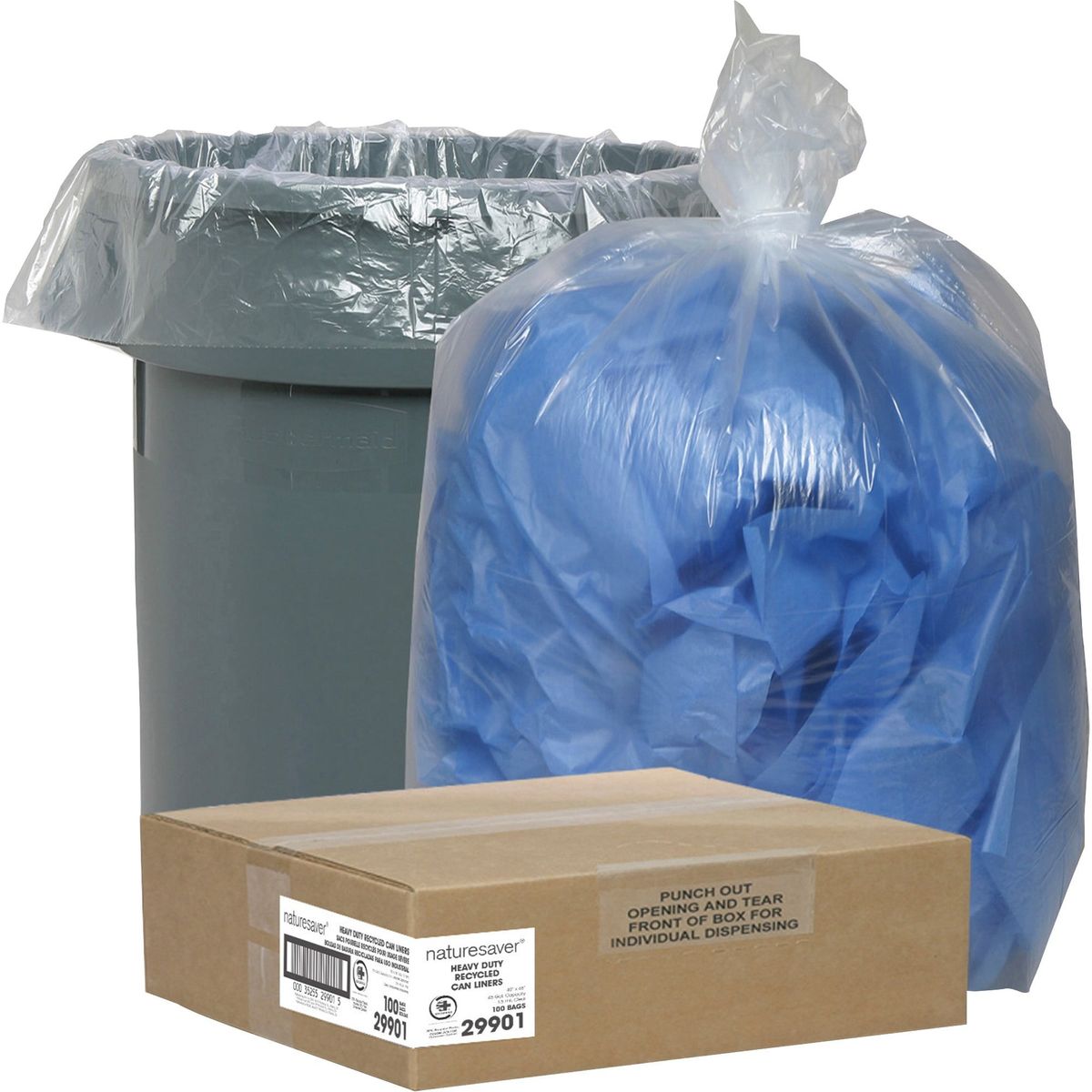 楽天Walmart 楽天市場店[送料無料] Nature Saver NAT29901、リサイクルされたゴミ箱ライナー、100/カートン、クリア、45gal [楽天海外通販] | Nature Saver, NAT29901, Recycled Trash Can Liners, 100 / Carton, Clear, 45 gal